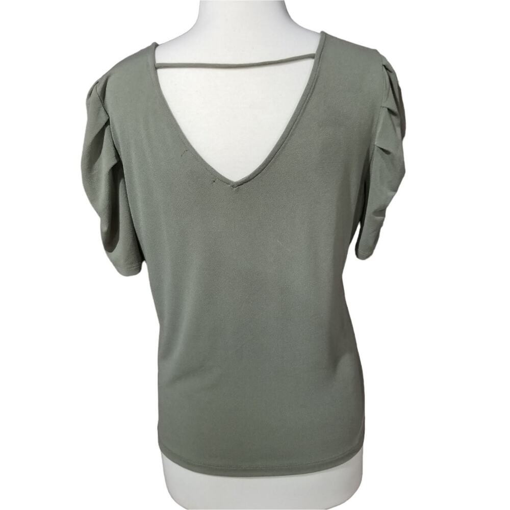 JPR Studio Shirt Ruched Short Sleeve Top Sage Green Size Medium - Picture 5 of 9